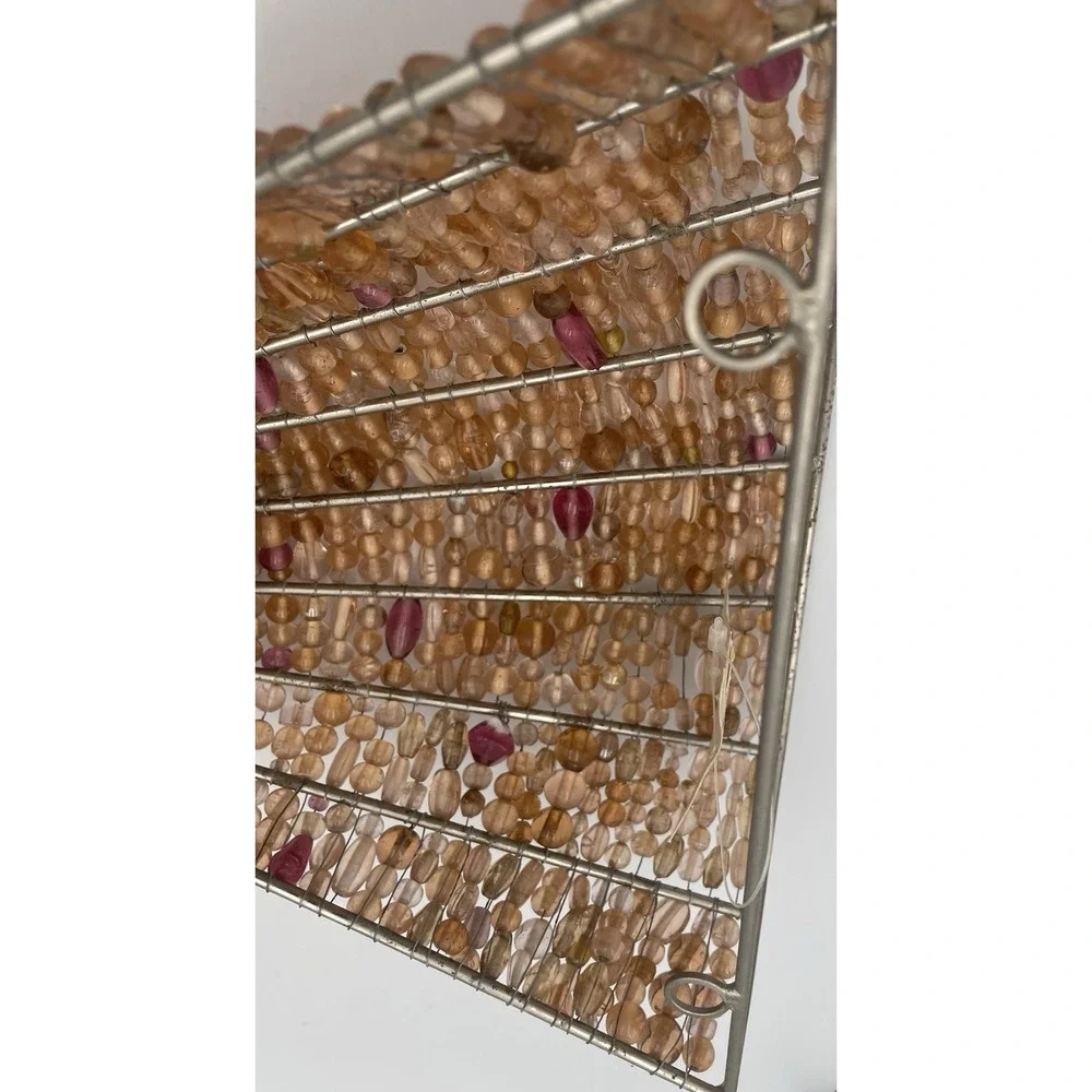 Glass Beaded Wall Sconce Candle Holders Set Of 2 MCM Boho Hollywood Regency NWT
